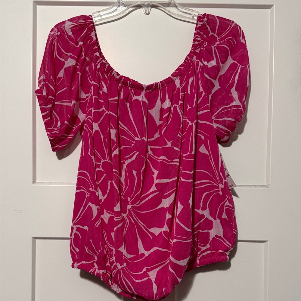 INC International Concepts Fuchsia Floral Blouse